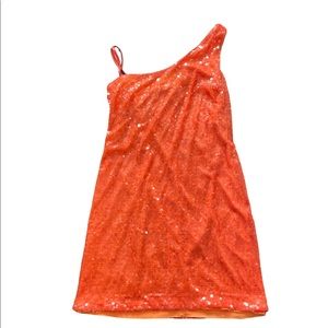 Speechless orange sequined one shoulder XL mini dress